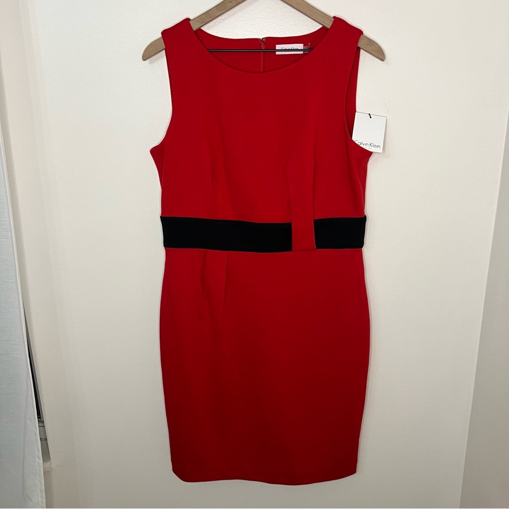 NWT Calvin Klein Red SheathDress Women's Size 12 Office Corporate Work
